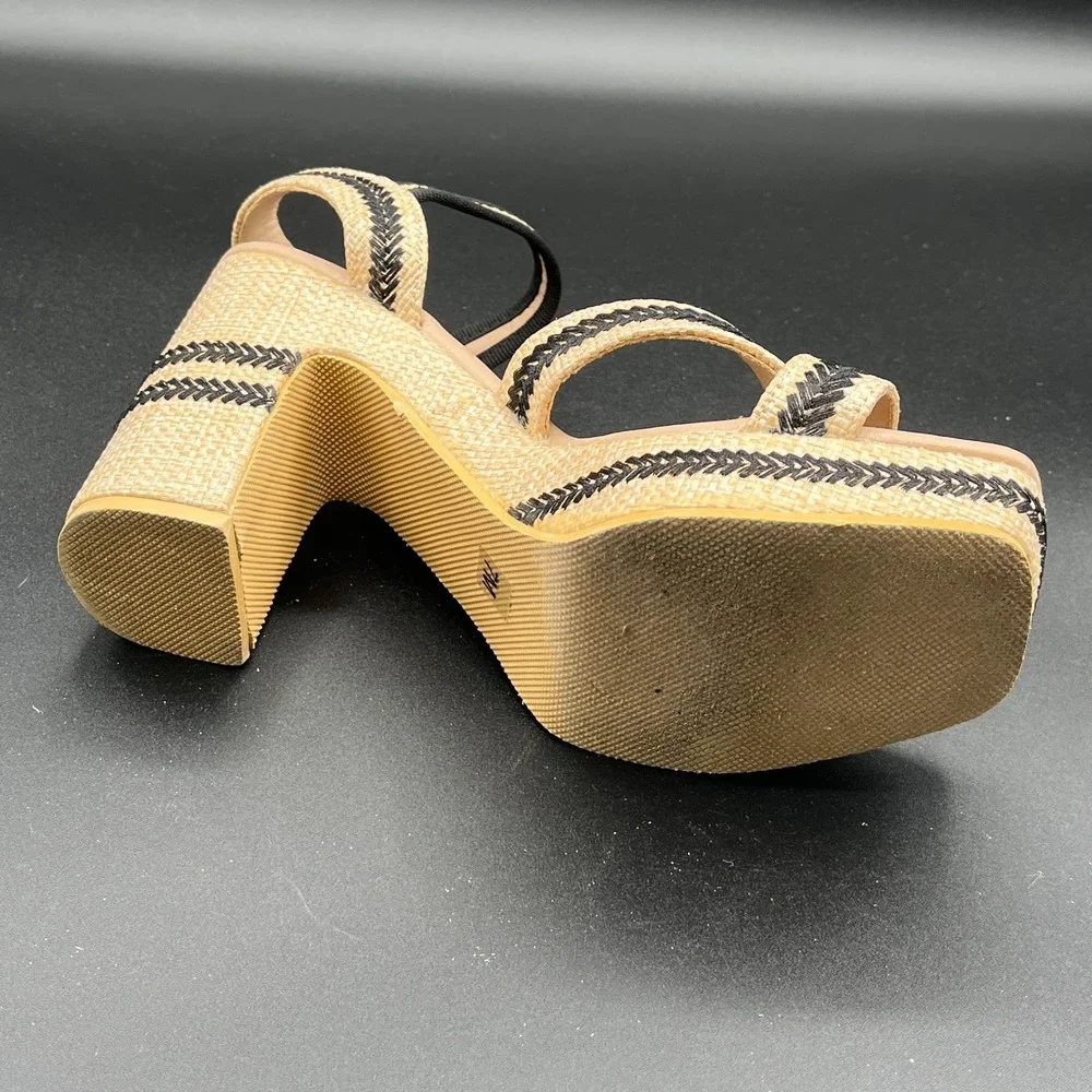 BEACH by Matisse Adelaide Platform Heels Womens 7M Beige Ankle Strap Sandals